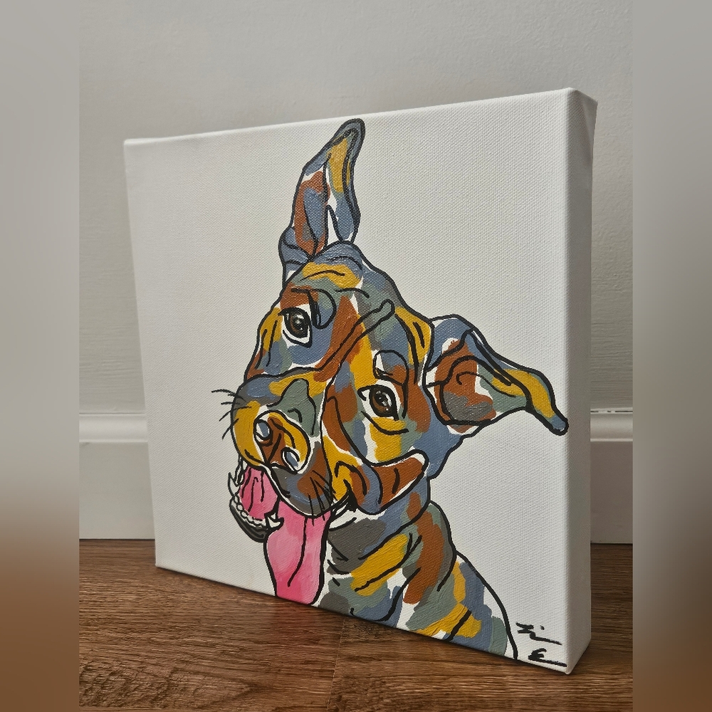 Hand Painted Dog Canvas - Picture 3 of 4
